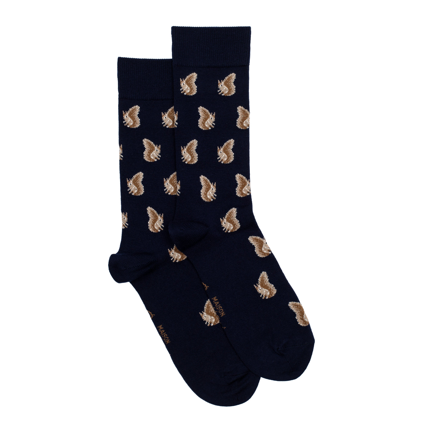 Les écureuils - chaussettes homme - laine merinos marine