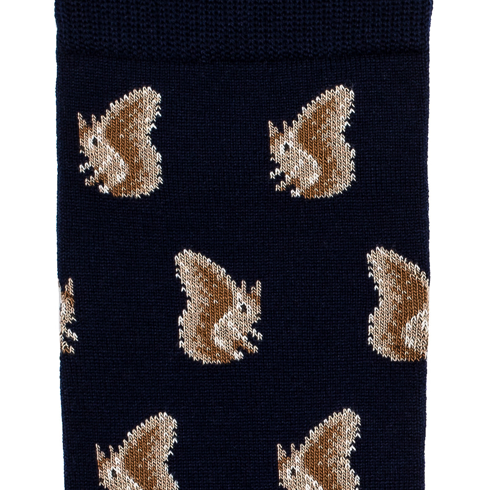Les écureuils - chaussettes homme - laine merinos marine