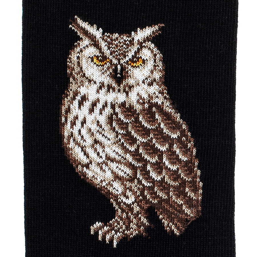Le hibou - chaussettes homme - coton noir