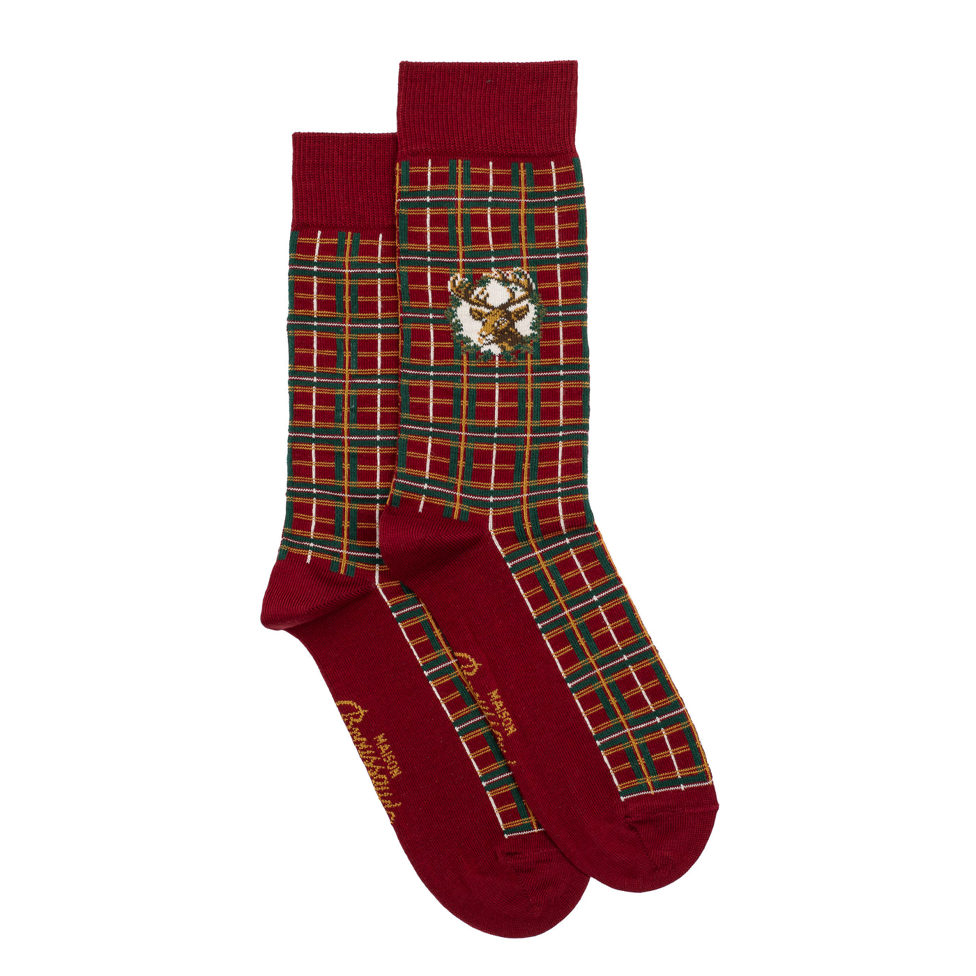 Les tartans - chaussettes homme - coton bordeaux