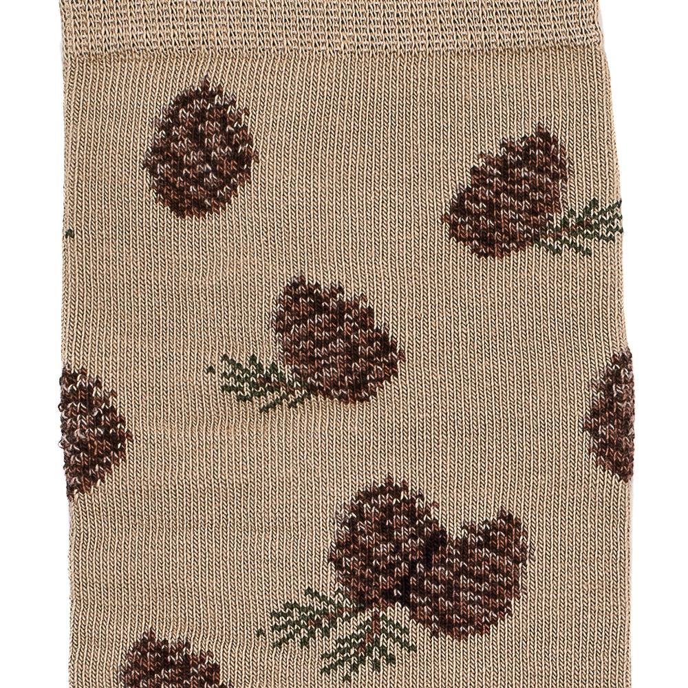 Les pommes de pins - chaussettes homme - coton beige
