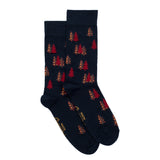 Les sapins - chaussettes homme - coton marine