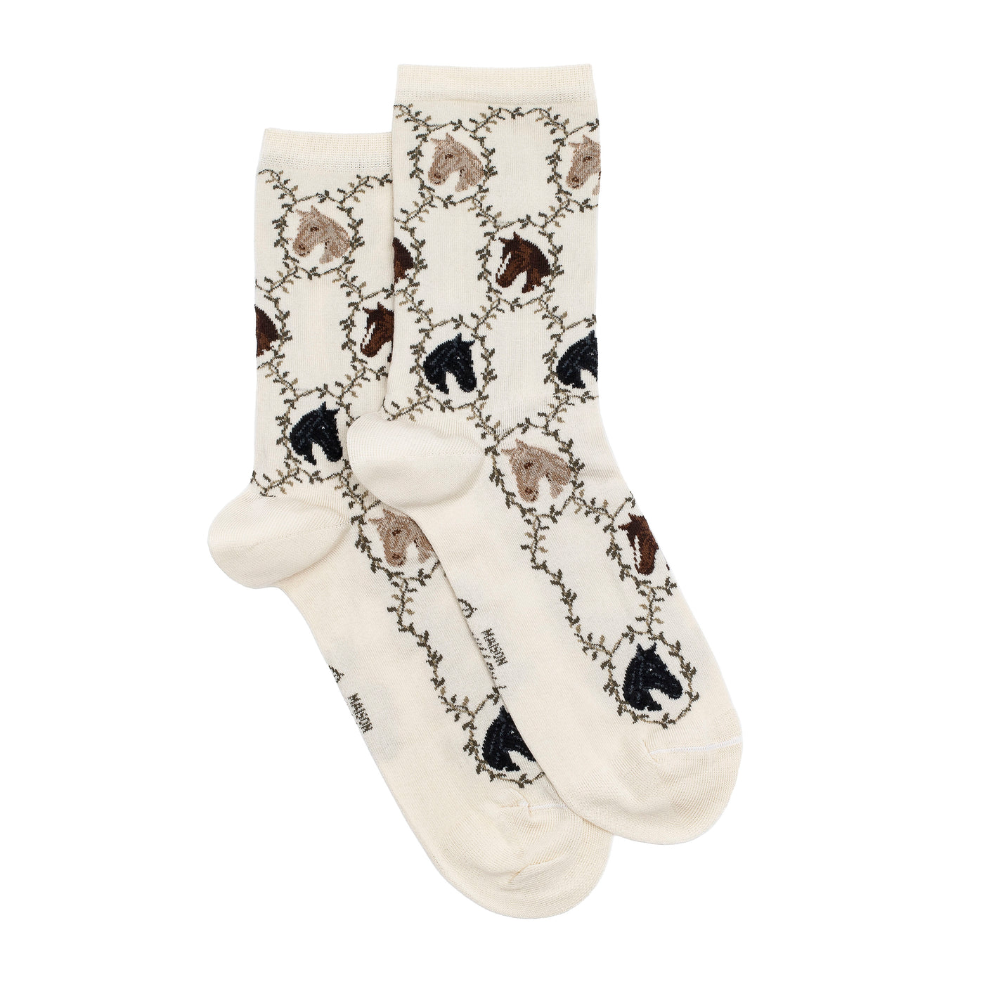 Les chevaux - chaussettes femme - coton écru