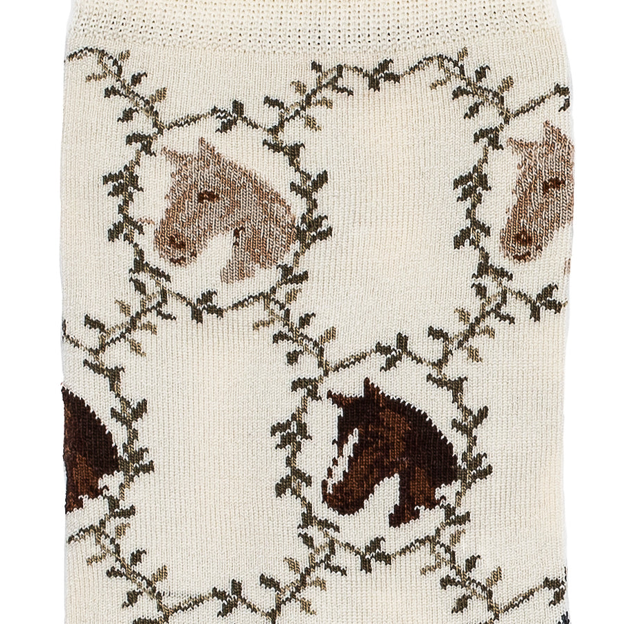 Les chevaux - chaussettes femme - coton écru