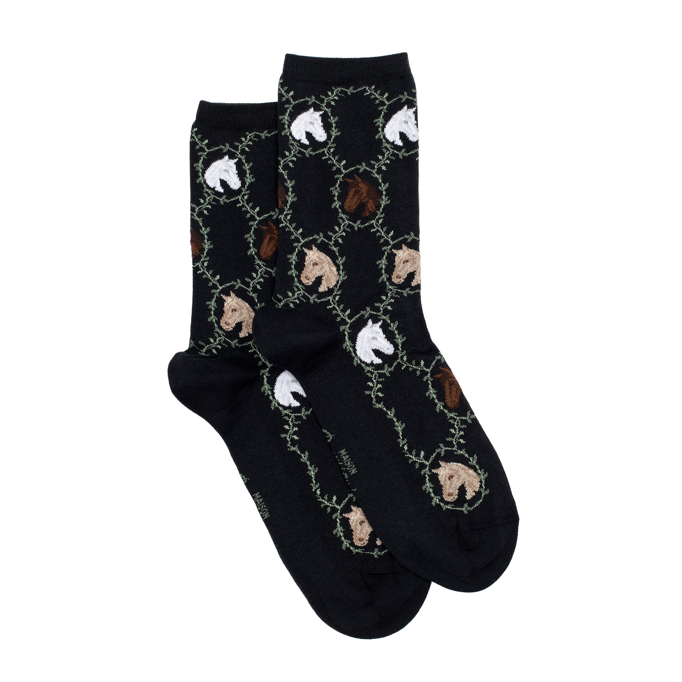 Les chevaux - chaussettes femme - coton noir