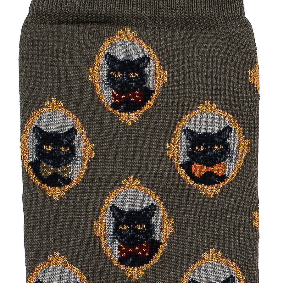 Les chats - chaussettes femme - coton kaki