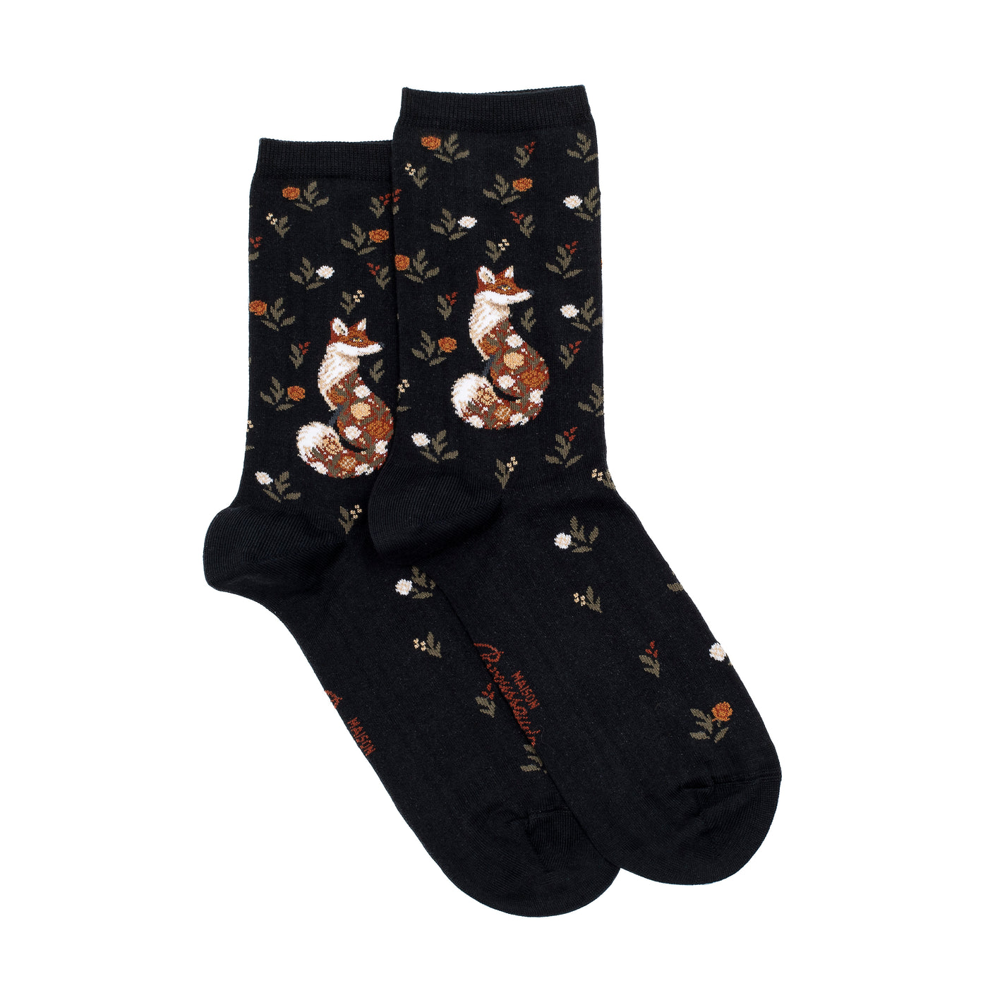 La renarde - chaussettes femme - coton noir