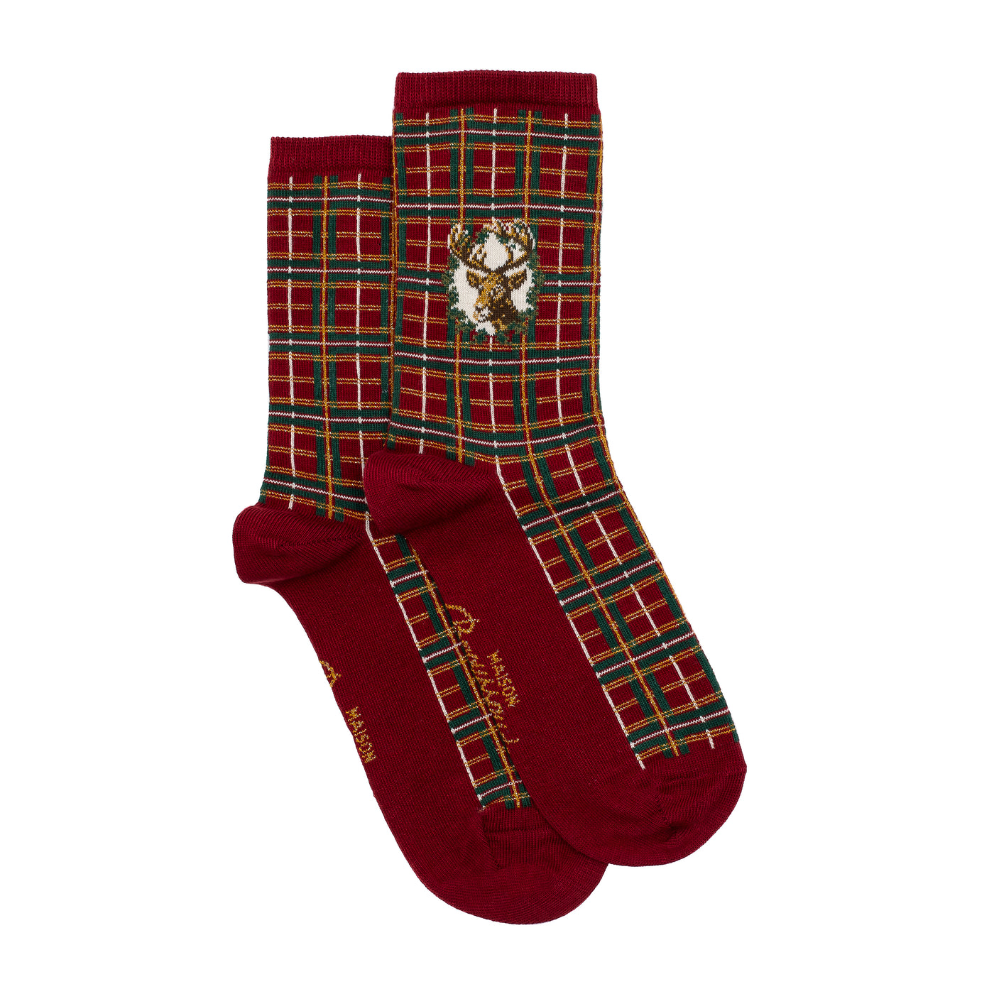 Les tartans - chaussettes femme - coton bordeaux