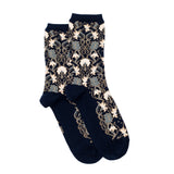 Les oeillets - chaussettes femme - coton marine et gris
