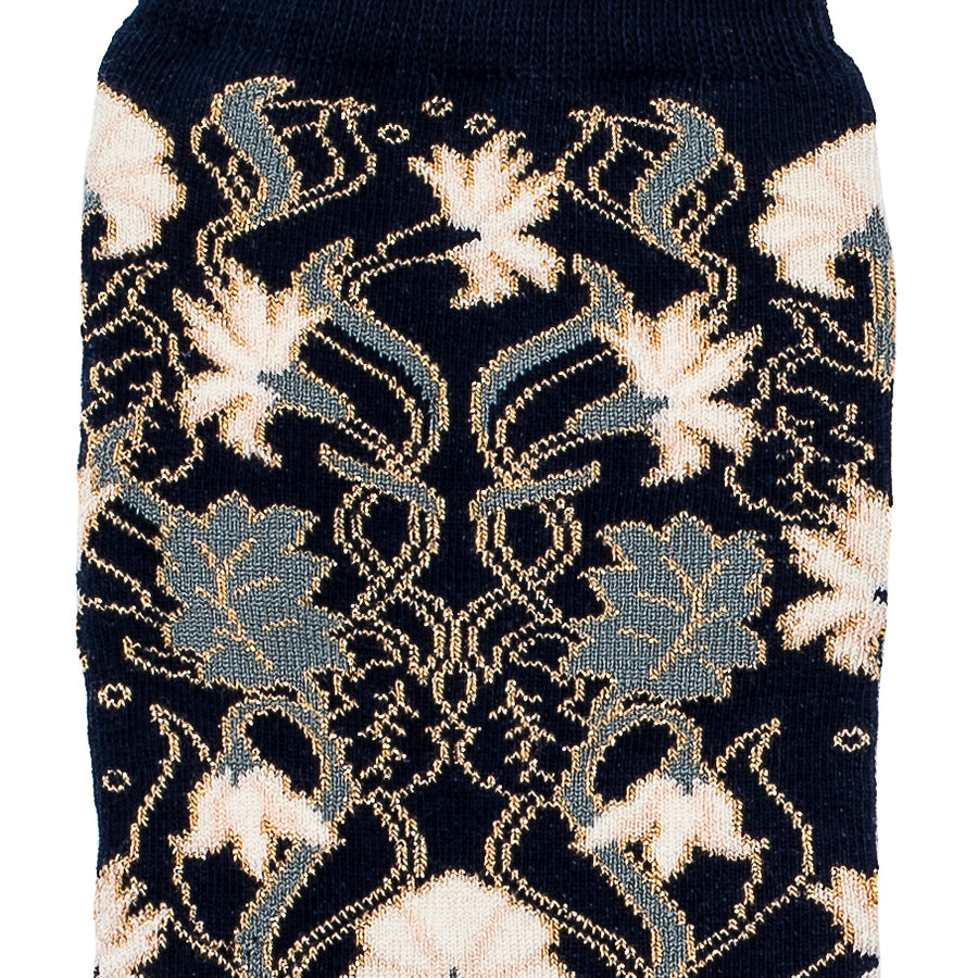 Les oeillets - chaussettes femme - coton marine et gris