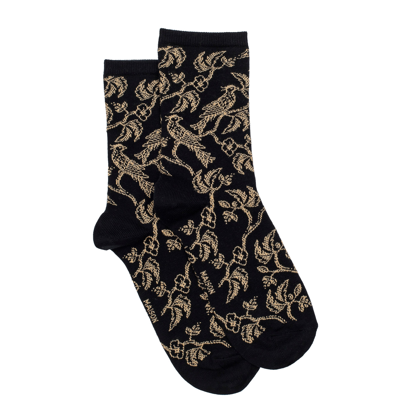 Les oiseaux - chaussettes femme - laine mérinos noire