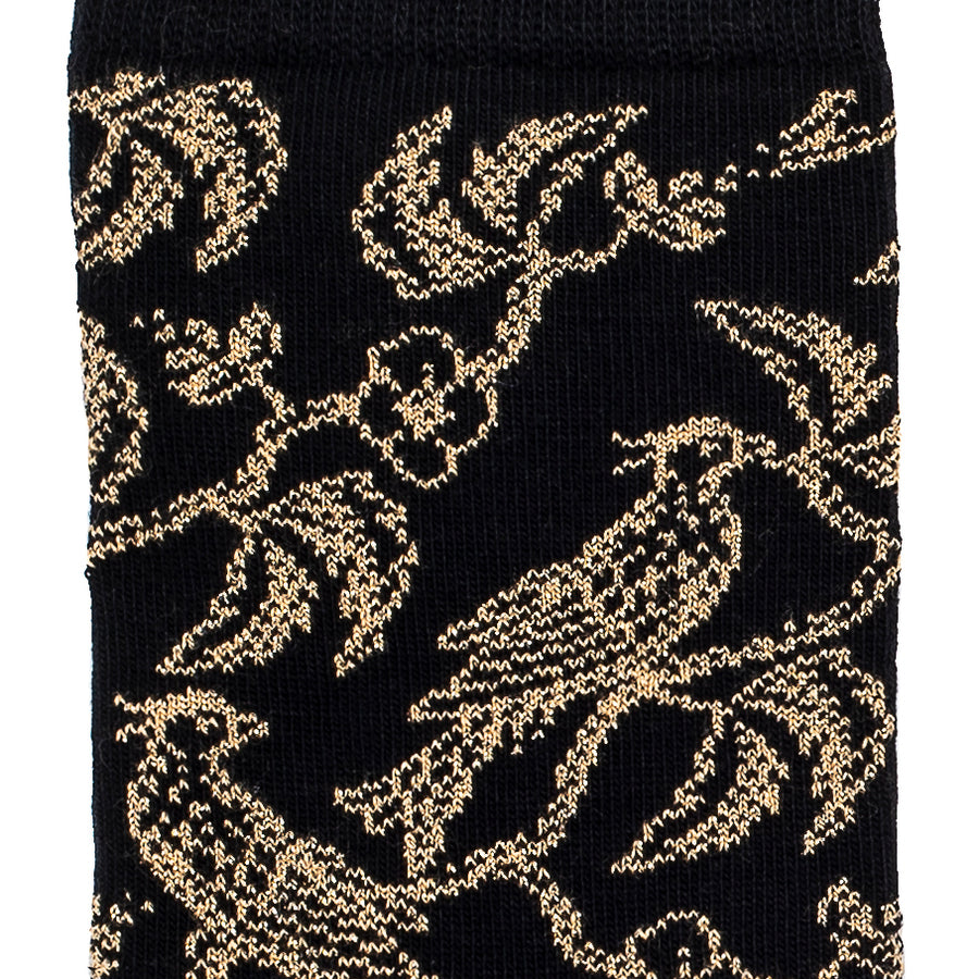 Les oiseaux - chaussettes femme - laine mérinos noire