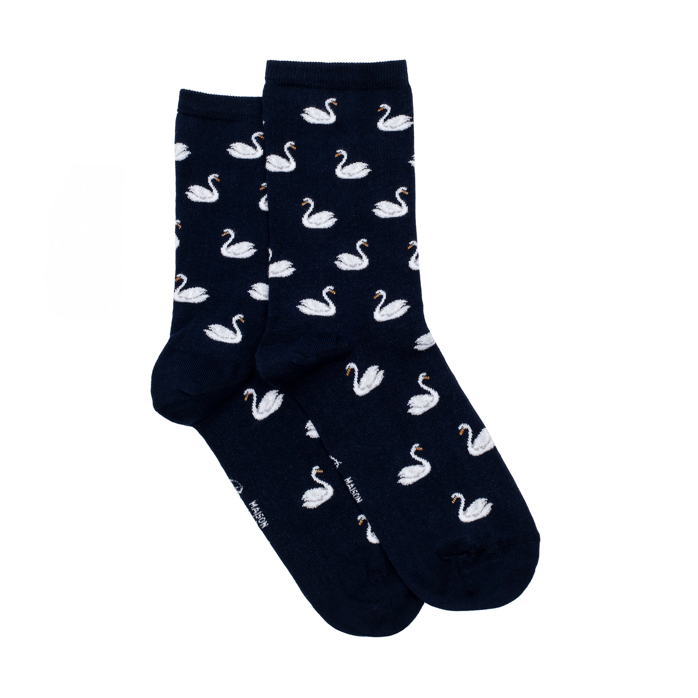 Les cygnes - chaussettes femme - coton marine