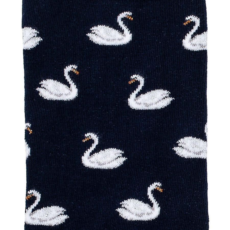 Les cygnes - chaussettes femme - coton marine