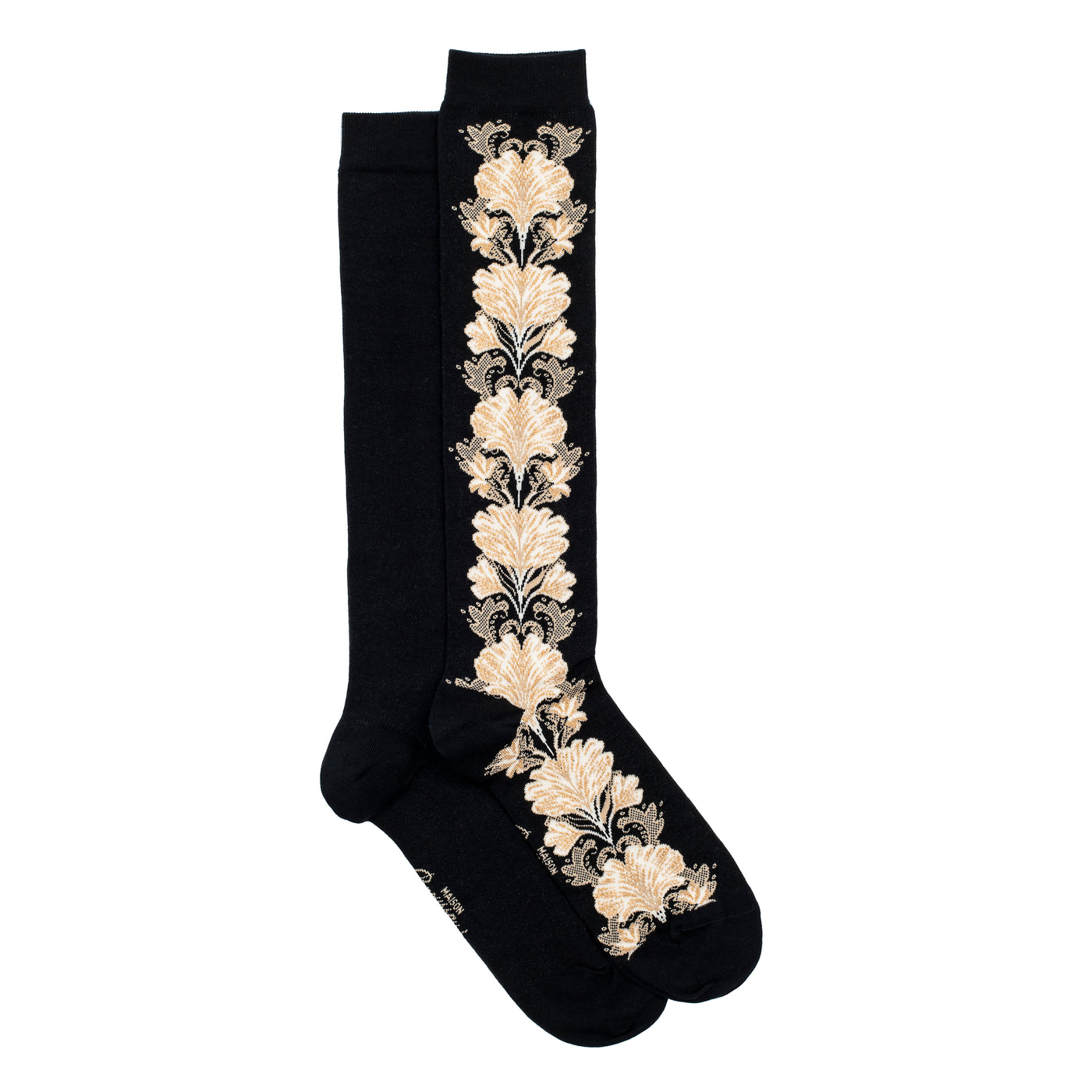 Les fleurs - chaussettes femme - coton noir