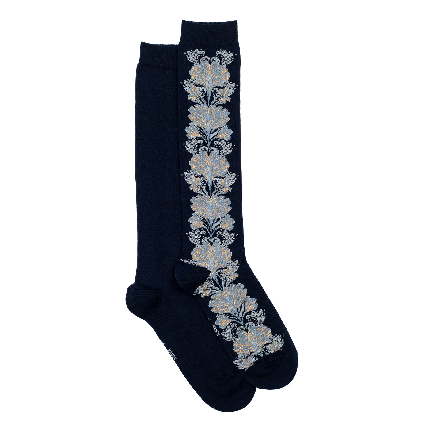Les fleurs - chaussettes femme - coton marine