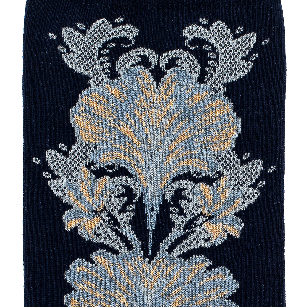 Les fleurs - chaussettes femme - coton marine