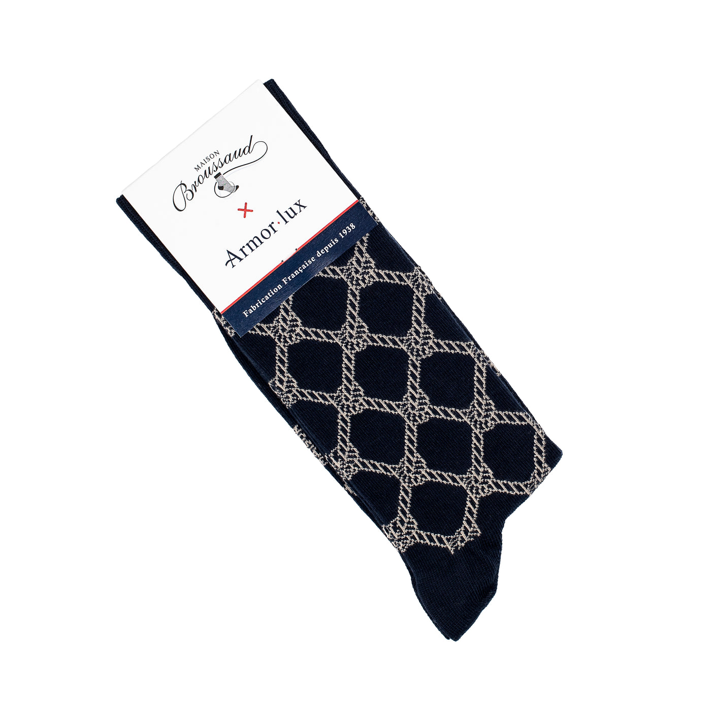 Ropes - men's socks - navy cotton