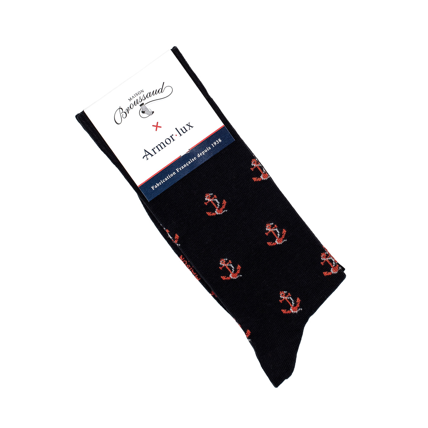 Anchors - Men's Socks - Black-Red Cotton