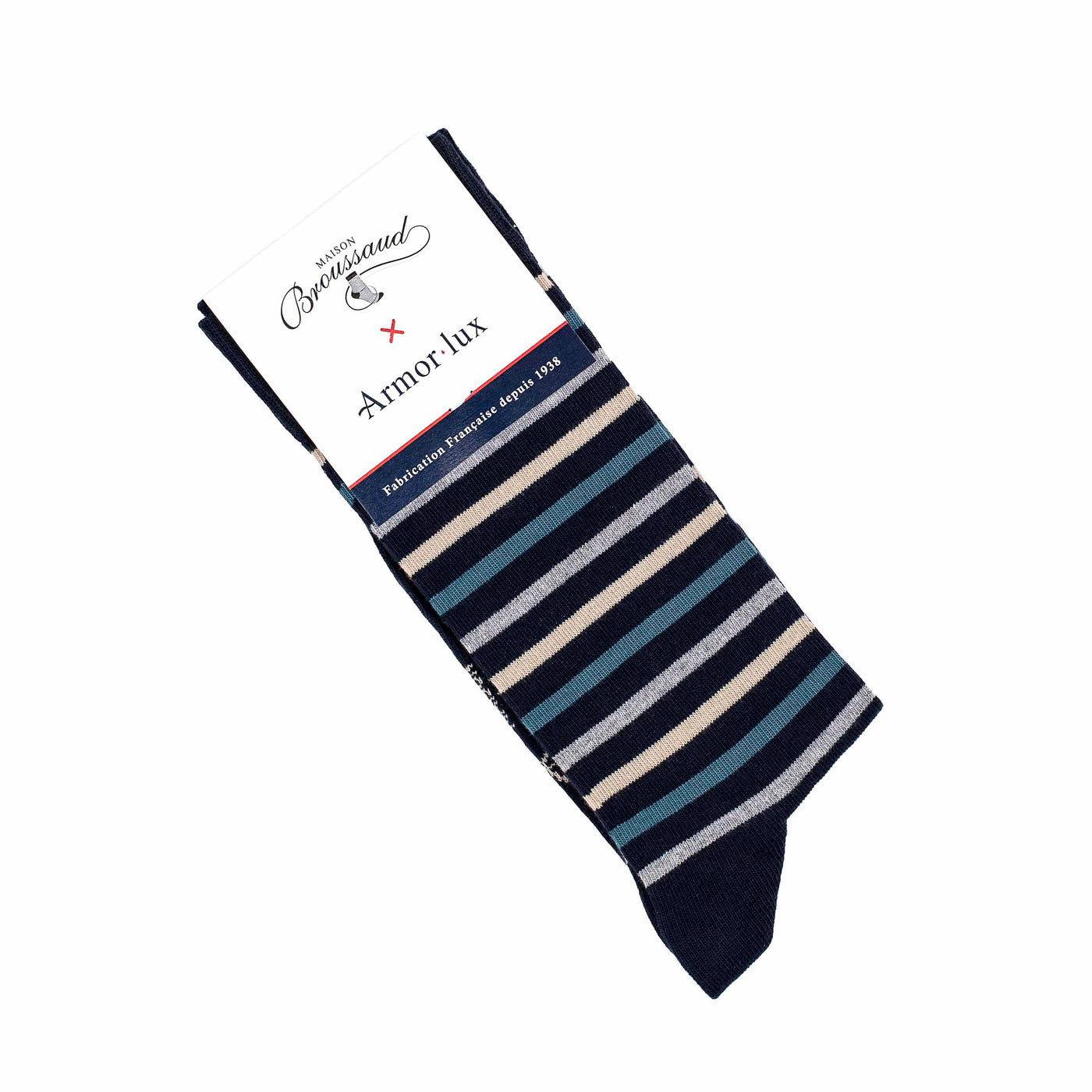 Multi-stripe - men's socks - navy cotton
