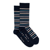 Multi-stripe - men's socks - navy cotton