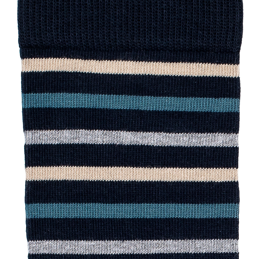 Multi-stripe - men's socks - navy cotton