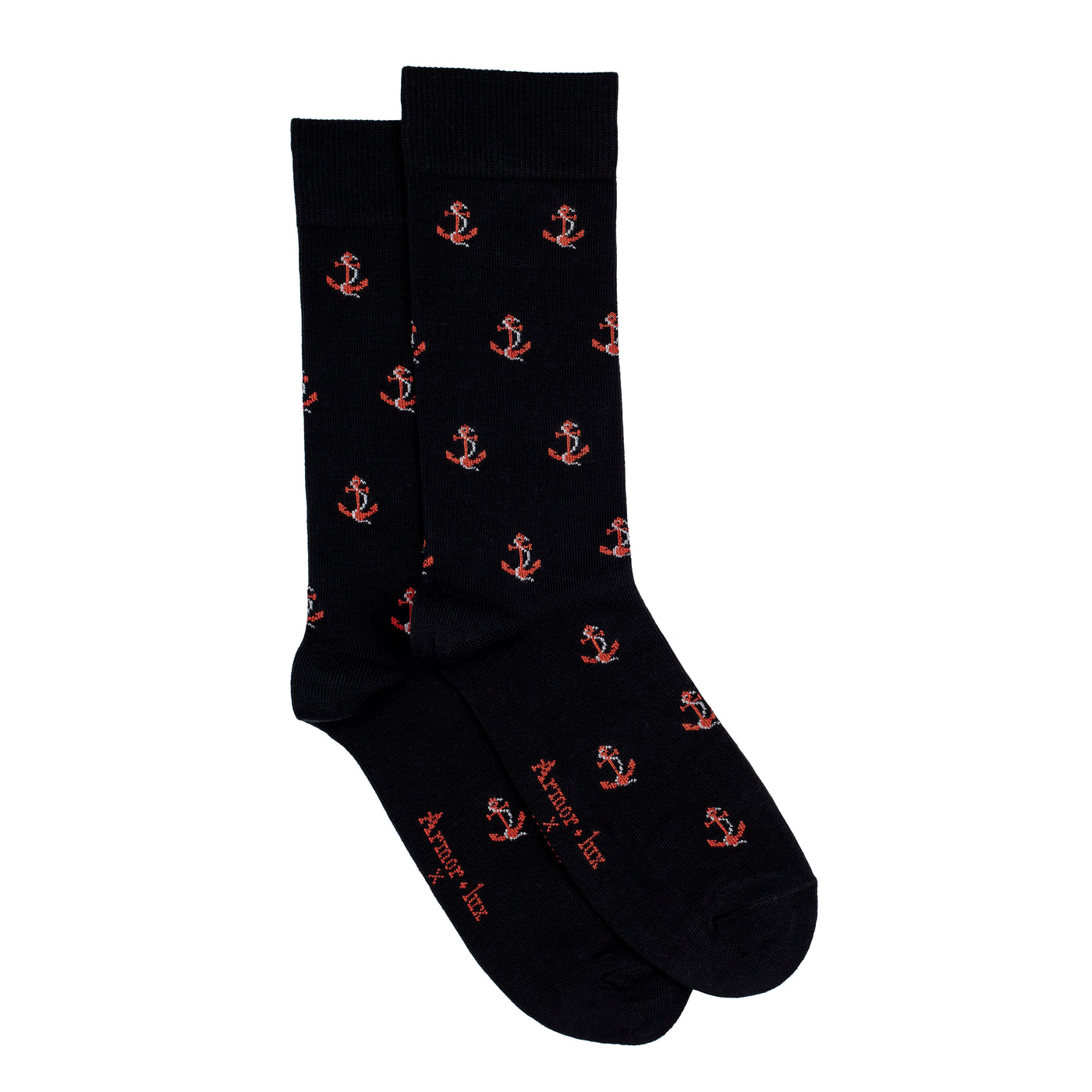 Anchors - Men's Socks - Black-Red Cotton