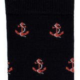 Anchors - Men's Socks - Black-Red Cotton