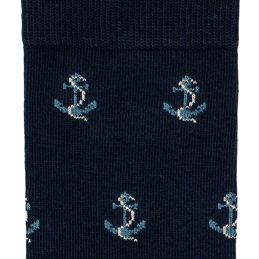 Anchors - men's socks - navy blue cotton