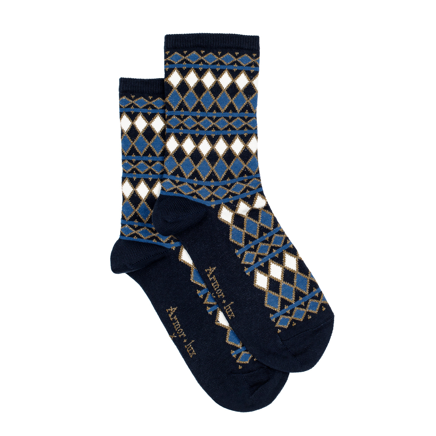 Les Losanges - chaussettes femme - coton marine