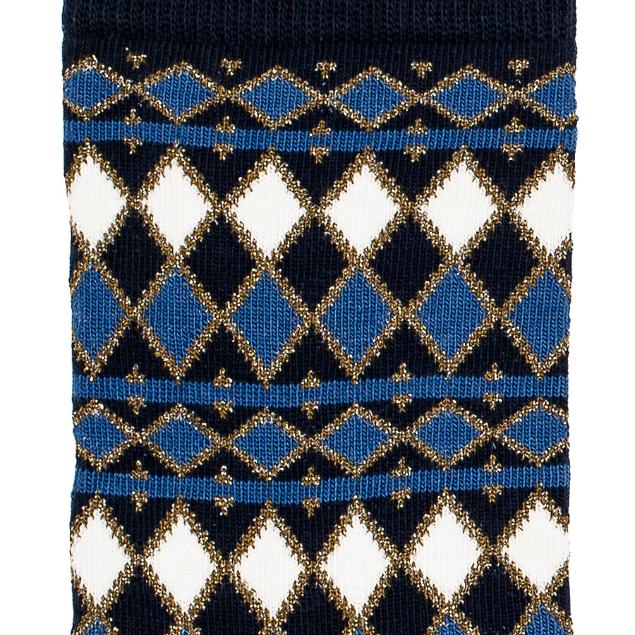 Les Losanges - chaussettes femme - coton marine