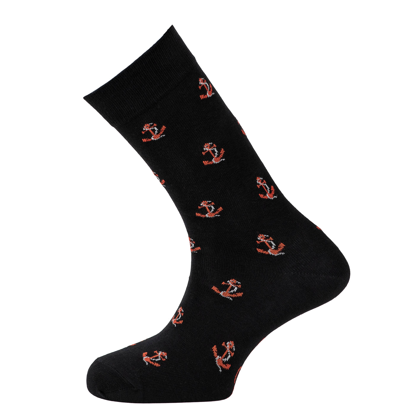 Anchors - Men's Socks - Black-Red Cotton