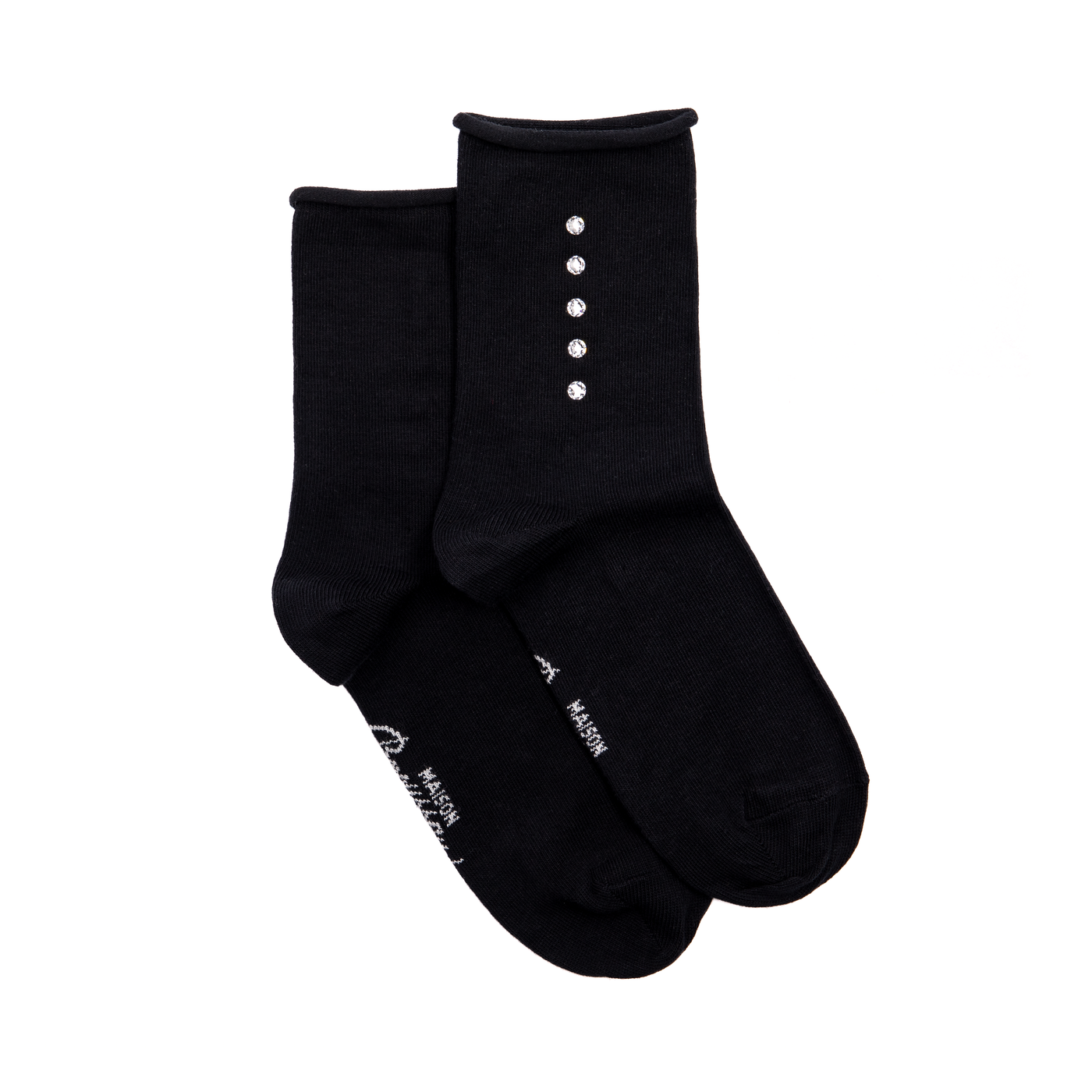 Les strass - chaussettes femme - coton noir
