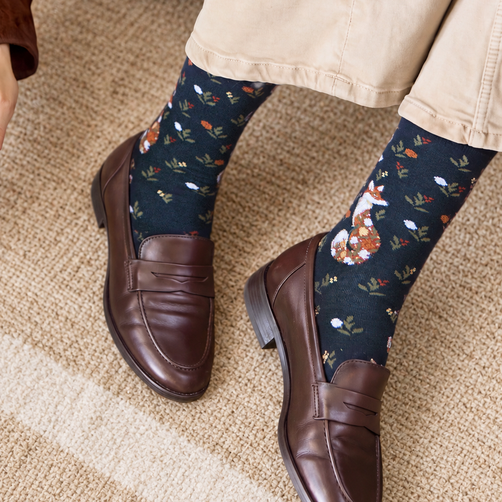 La renarde - chaussettes femme - coton noir