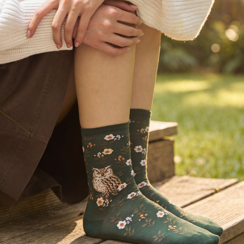 La hibou - chaussettes femme - coton épicea