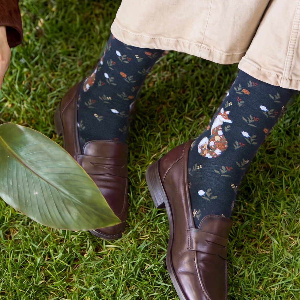 La renarde - chaussettes femme - coton noir