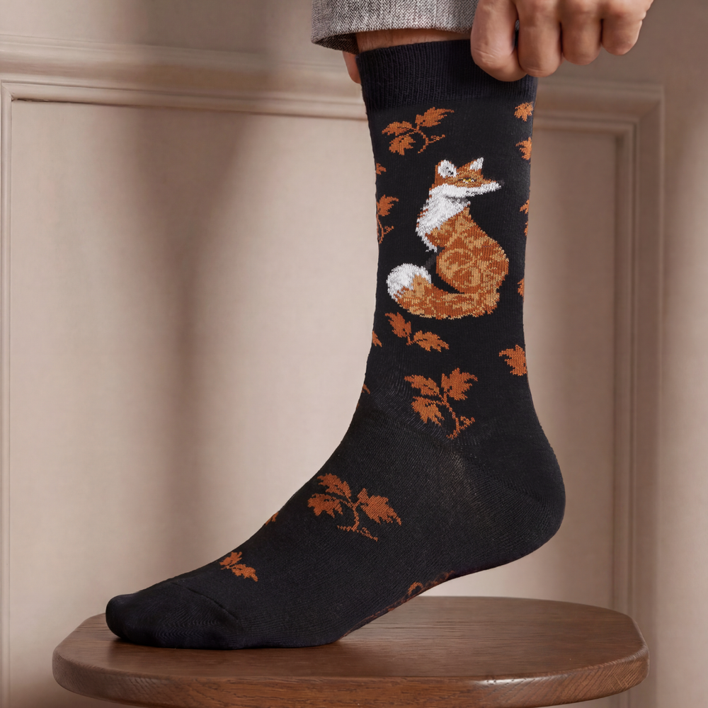 Renard - chaussettes homme - coton noir