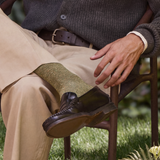 La mouchetée - chaussettes homme - coton kaki