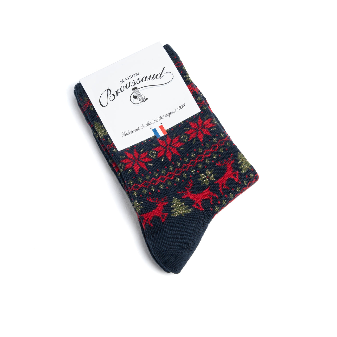 Chaussettes-chaussons rouge motif caviar pour femme - Laine